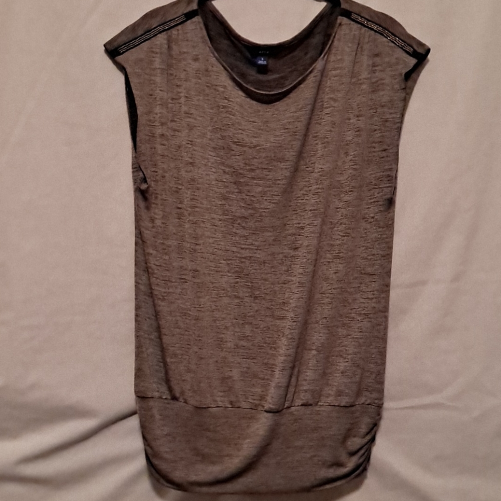 Apt 9 blouson olive top w beads on shoulders